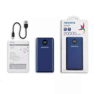 ADATA PowerBank P20000QCD - externí baterie pro mobil/tablet 20000mAh, 2, 1A, modrá (74Wh) ADATA PowerBank P20000QCD - externí baterie pro mobil/tablet 20000mAh, 2, 1A, modrá (74Wh)