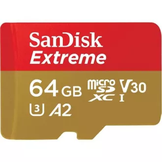 SanDisk micro SDXC karta 64GB Extreme Action Cams and Drones (170 MB/s Class 10, UHS-I U3 V30) + adaptér SanDisk micro SDXC karta 64GB Extreme Action Cams and Drones (170 MB/s Class 10, UHS-I U3 V30) + adaptér