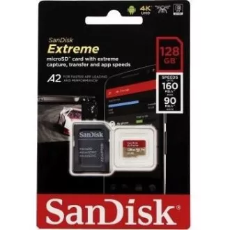 SanDisk micro SDXC karta 128GB Extreme Action Cams and Drones (190 MB/s Class 10, UHS-I U3 V30) + adaptér