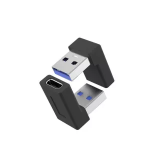 PremiumCord USB redukce USB-C - USB3.0 typ A (F/M), zahnutá 90°