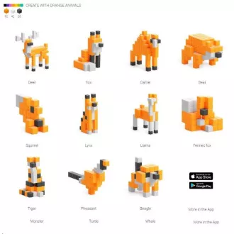 PIXIO Orange Animals magnetická stavebnice