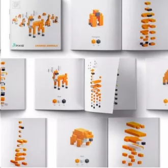 PIXIO Orange Animals magnetická stavebnice