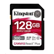 Kingston SDXC karta 128GB Canvas React Plus SDXC UHS-II 300R/260W U3 V90 for Full HD/4K/8K - Rozbalené