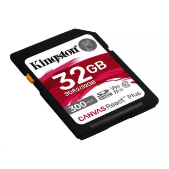 Kingston SDHC karta 32GB Canvas React Plus SDHC UHS-II 300R/260W U3 V90 for Full HD/4K/8K