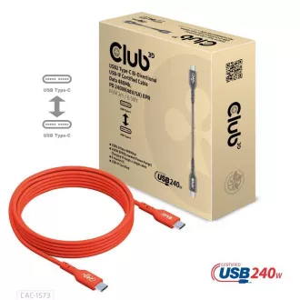 Club3D kabel USB-C, Oboustranný USB-IF Certifikovaný data kabel, Data 480Mb, PD 240W(48V/5A) EPR M/M 2m