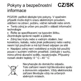 PremiumCord napájecí adaptér 230V / 12V / 2A stejnosměrný - Rozbalené