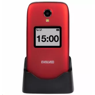 EVOLVEO EasyPhone FP, vyklápěcí mobilní telefon 2.8" pro seniory s nabíjecím stojánkem, červená