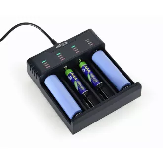 GEMBIRD nabíječka baterií BC-USB-02, 4ks, Ni-MH + Li-ion