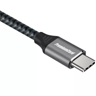 PremiumCord kabel USB-C (USB 3.2 GEN 2, 5A, 100W, 20Gbit/s) bavlněný oplet, 2m