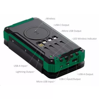 Viking solární outdoorová power banka EP16W 16000 mAh, bezdrátové nabíjení