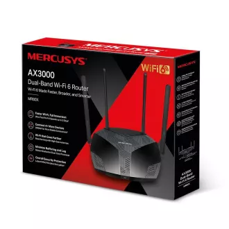 MERCUSYS MR80X WiFi6 router (AX3000, 2, 4GHz/5GHz, 3xGbELAN, 1xGbEWAN)