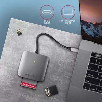 AXAGON CRE-S3C, USB-C 3.2 Gen 1 - SUPERSPEED čtečka karet, 3-slot & lun SD/microSD/CF, podpora UHS-II