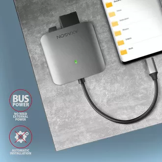 AXAGON CRE-S3C, USB-C 3.2 Gen 1 - SUPERSPEED čtečka karet, 3-slot & lun SD/microSD/CF, podpora UHS-II