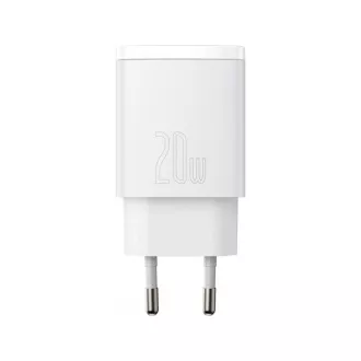 Baseus kompaktní rychlonabíjecí adaptér USB-A + Type-C 20W EU, bílá