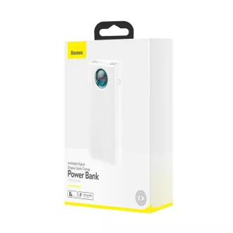 Baseus Amblight powerbanka s digitálním displejem QC 30000mAh Overseas Edition + kabel Type-C/Type-C 100W 1m, bílá