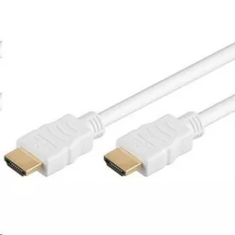 PremiumCord HDMI High Speed + Ethernet kabel, bílý, zlacené konektory, 5m