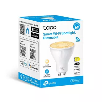 TP-Link Tapo L610 chytrá WiFi stmívatelná LED žárovka (bílá, 2700K, 350lm, 2, 4GHz, GU10)