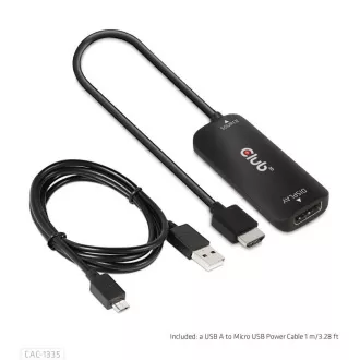 Club3D Adaptér HDMI + Micro USB na DisplayPort 4K120Hz/8K30Hz, Active Adapter M/F