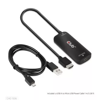 Club3D Adaptér HDMI + Micro USB na USB-C 4K120Hz/8K30Hz, Active Adapter M/F