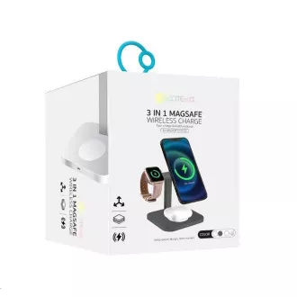 COTECi stojan a nabíjecí stanice MagSafe 3v1 AirPods/iPhone/Apple Watch WS-36, šedá