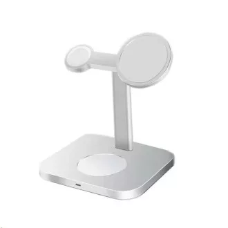 COTECi stojan a nabíjecí stanice MagSafe 3v1 AirPods/iPhone/Apple Watch WS-36, stříbrná COTECi stojan a nabíjecí stanice MagSafe 3v1 AirPods/iPhone/Apple Watch WS-36, stříbrná
