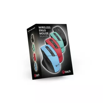 C-TECH myš Ergo WLM-05, bezdrátová, 1600DPI, 6 tlačítek, USB nano receiver, černá