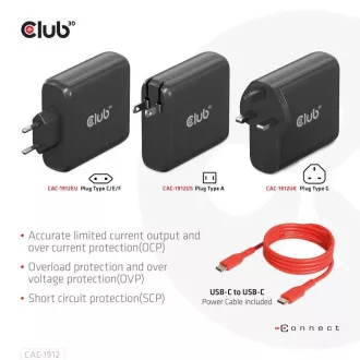 Club3D cestovní nabíječka 100W GAN technologie, 2xUSB-A a 2xUSB-C, PD 3.0 Support