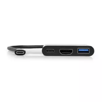 PORT HUB USB-C, HDMI 1X 4K + USB-A + USB-C, černá