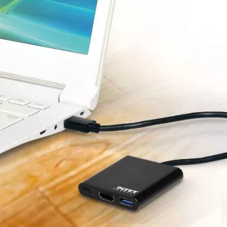 PORT HUB USB-C, HDMI 1X 4K + USB-A + USB-C, černá