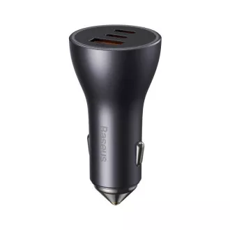 Baseus rychlonabíjecí adaptér do automobilu 2*USB-C + USB-A 65W tmavě šedá