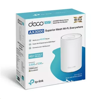 TP-Link Deco X50-4G (1-pack) WiFi6 Mesh (AX3000, 2, 4GHz/5GHz, 3xGbELAN/WAN, 4G LTE. 1xnanoSIM)