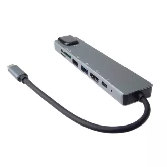 PremiumCord Adaptér USB-C na HDMI + USB3.0 + USB2.0 + PD + SD/TF + RJ45
