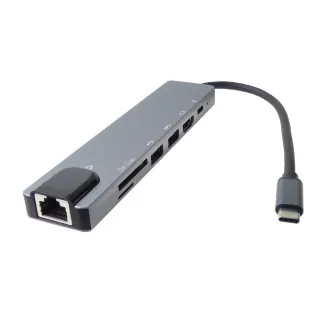 PremiumCord Adaptér USB-C na HDMI + USB3.0 + USB2.0 + PD + SD/TF + RJ45