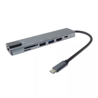 PremiumCord Adaptér USB-C na HDMI + USB3.0 + USB2.0 + PD + SD/TF + RJ45