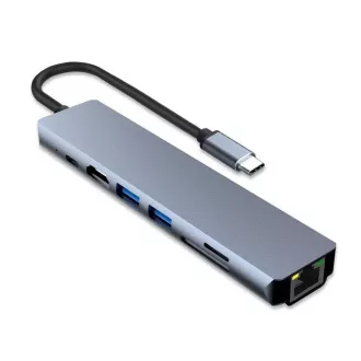 PremiumCord Adaptér USB-C na HDMI + USB3.0 + USB2.0 + PD + SD/TF + RJ45