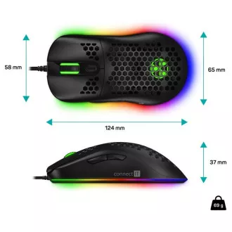 CONNECT IT BATTLE AIR 2 profesionální optická herní myš + SW, 12800 DPI, černá