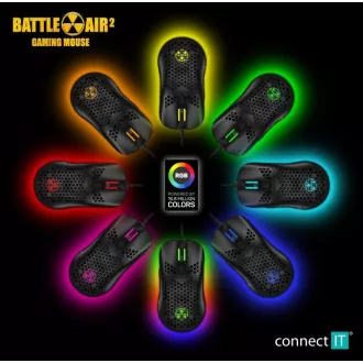 CONNECT IT BATTLE AIR 2 profesionální optická herní myš + SW, 12800 DPI, černá