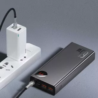 Baseus Adaman Metal Power Banka s digitálním displejem QC + PD 20000mAh 65W, černá + USB-A/USB-C kabel 30cm, černá Baseus Adaman Metal Power Banka s digitálním displejem QC + PD 20000mAh 65W, černá + USB-A/USB-C kabel 30cm, černá