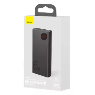 Baseus Adaman Metal Power Banka s digitálním displejem QC + PD 20000mAh 65W, černá + USB-A/USB-C kabel 30cm, černá Baseus Adaman Metal Power Banka s digitálním displejem QC + PD 20000mAh 65W, černá + USB-A/USB-C kabel 30cm, černá