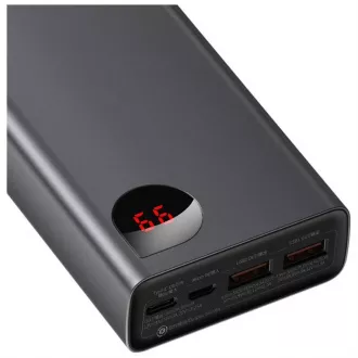 Baseus Adaman Metal Power Banka s digitálním displejem QC + PD 20000mAh 65W, černá + USB-A/USB-C kabel 30cm, černá Baseus Adaman Metal Power Banka s digitálním displejem QC + PD 20000mAh 65W, černá + USB-A/USB-C kabel 30cm, černá