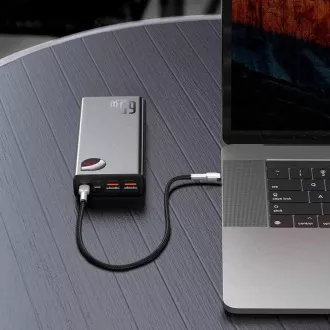 Baseus Adaman Metal Power Banka s digitálním displejem QC + PD 20000mAh 65W, černá + USB-A/USB-C kabel 30cm, černá Baseus Adaman Metal Power Banka s digitálním displejem QC + PD 20000mAh 65W, černá + USB-A/USB-C kabel 30cm, černá