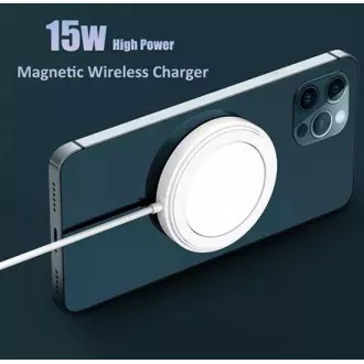1stCOOL bezdrátová QI nabíječka 15W, přenosná, magnetická, MagSafe kompatibilní, bílá