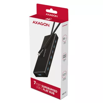 AXAGON HUE-F7C, 7x USB 3.2 Gen 1 ALU FLAT CHARGING hub, micro USB napájecí konektor, kabel USB-C 30cm AXAGON HUE-F7C, 7x USB 3.2 Gen 1 ALU FLAT CHARGING hub, micro USB napájecí konektor, kabel USB-C 30cm