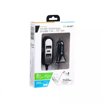 TRACER nabíječka do auta 12-24V Multicharge 3xUSB 7, 2A + PD 18W