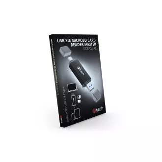 C-TECH čtečka karet UCR-02-AL, USB 3.0 TYPE A/ TYPE C, SD/micro SD