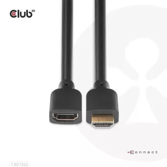 Club3D prodlužovací Ultra rychlý HDMI kabel, 4K120Hz, 8K60Hz, 48Gbps, M/F, 1m, 30 AWG