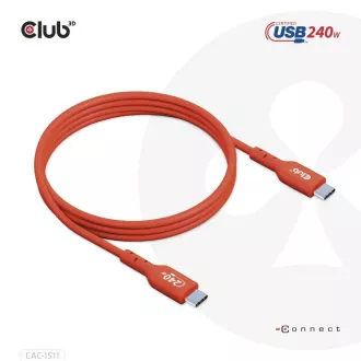 Club3D kabel USB-C, Oboustranný USB-IF Certifikovaný data kabel, PD 240W(48V/5A) EPR M/M 1m