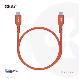 Club3D kabel USB-C, Oboustranný USB-IF Certifikovaný data kabel, PD 240W(48V/5A) EPR M/M 1m