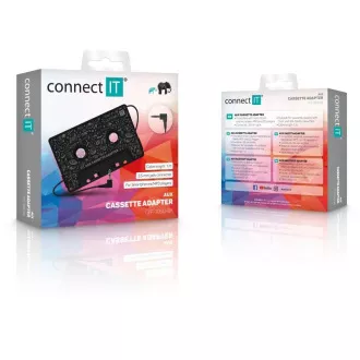 CONNECT IT AUX kazetový adaptér, 3, 5 mm jack, černá