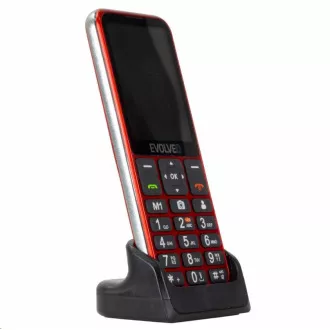 EVOLVEO EasyPhone LT, mobilní telefon pro seniory s nabíjecím stojánkem, červená